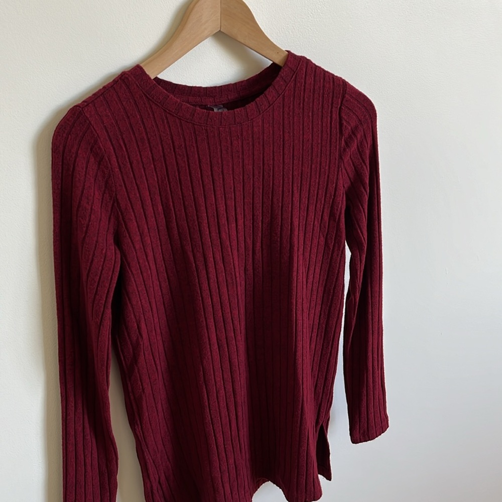 -Lou & Grey Maroon Burgundy Super Soft Thin Knit Sweater XS NWT